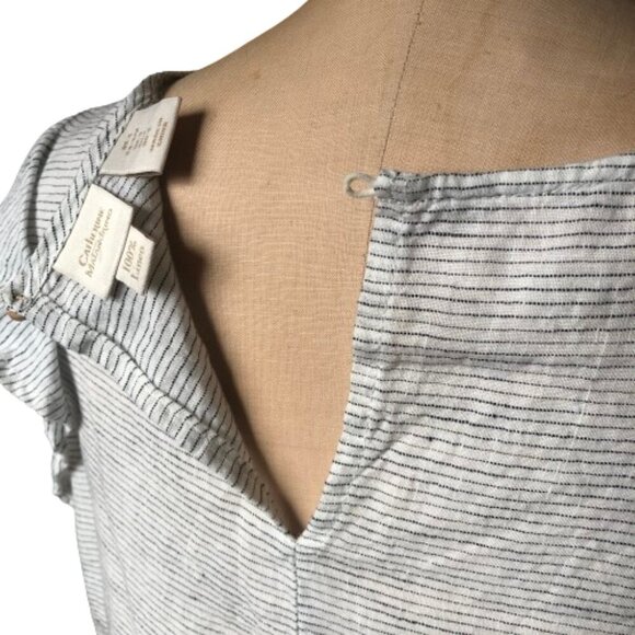Catherine Malandrino flutter sleeve 100% linen top blouse - Picture 10 of 13